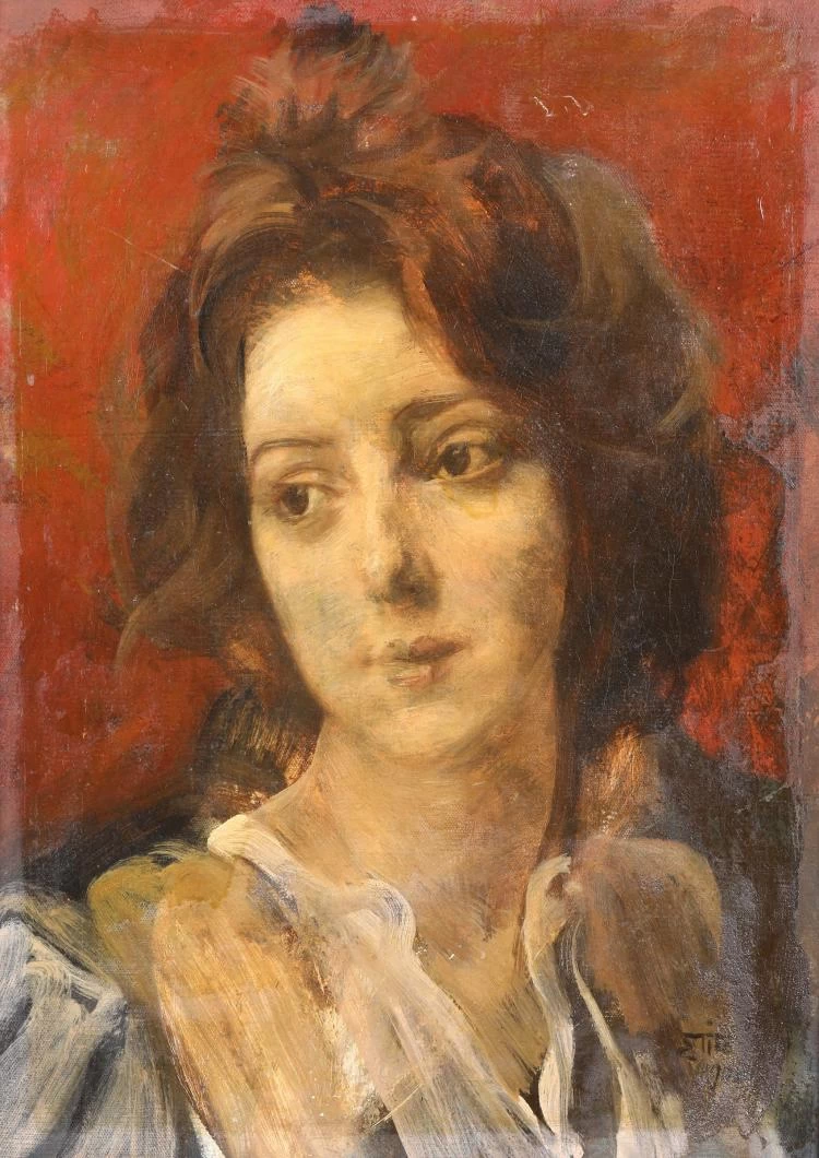  71-Ettore Tito-Giovane scapigliata 